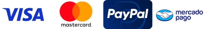 Visa, Mastercard, PayPal, Mercado Pago